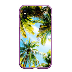 Чехол iPhone XS Max матовый Пальмы под солнцем, цвет: 3D-фиолетовый