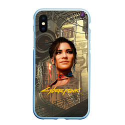 Чехол iPhone XS Max матовый Panam cyberpunk 2077, цвет: 3D-голубой