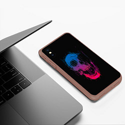 Чехол iPhone XS Max матовый Череп Неоновый градиент, цвет: 3D-коричневый — фото 2