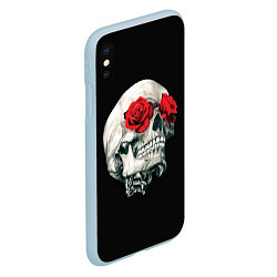 Чехол iPhone XS Max матовый Череп Розы, цвет: 3D-голубой — фото 2