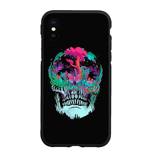 Чехол iPhone XS Max матовый Силуэт черепа Природа / 3D-Черный – фото 1