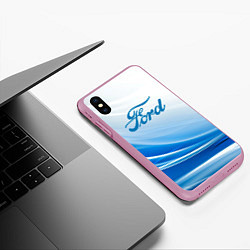 Чехол iPhone XS Max матовый Форд abstraction, цвет: 3D-розовый — фото 2