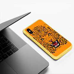 Чехол iPhone XS Max матовый Leopard Леопард, цвет: 3D-желтый — фото 2