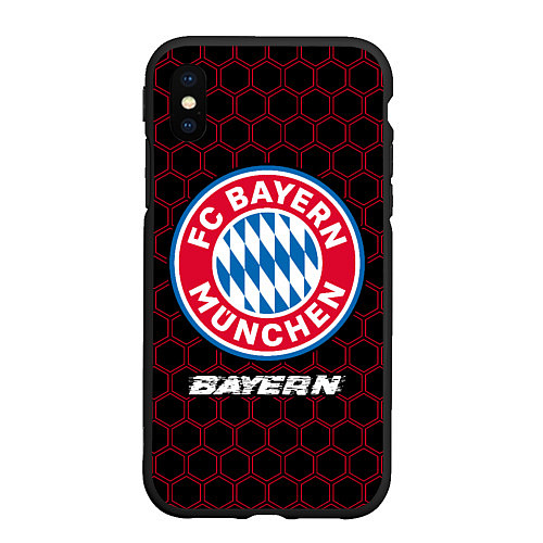 Чехол iPhone XS Max матовый БАВАРИЯ Bayern Соты / 3D-Черный – фото 1