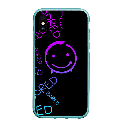 Чехол iPhone XS Max матовый Neon Bored Half pattern / 3D-Мятный – фото 1