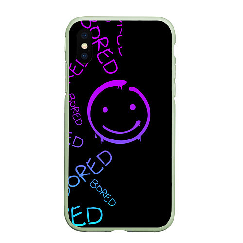 Чехол iPhone XS Max матовый Neon Bored Half pattern / 3D-Салатовый – фото 1