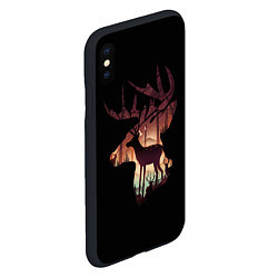 Чехол iPhone XS Max матовый Душа природы - олень, цвет: 3D-черный — фото 2