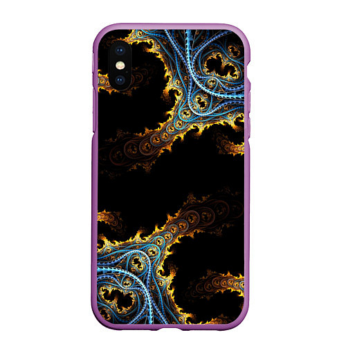 Чехол iPhone XS Max матовый Огненные фракталы 3d / 3D-Фиолетовый – фото 1