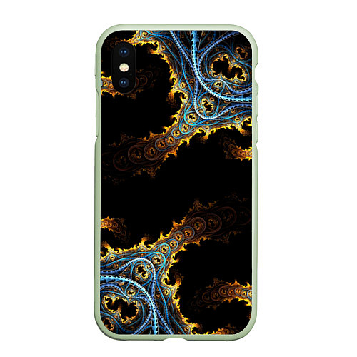 Чехол iPhone XS Max матовый Огненные фракталы 3d / 3D-Салатовый – фото 1