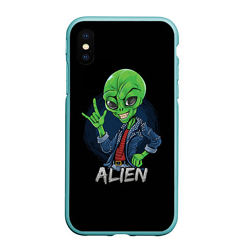 Чехол iPhone XS Max матовый ALIEN ИНОПЛАНЕТЯНИН / 3D-Мятный – фото 1