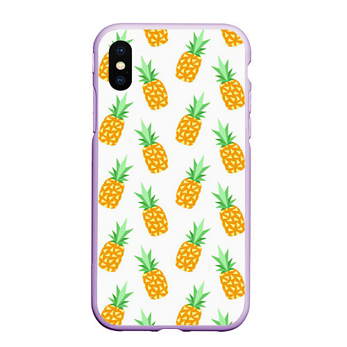 Чехол iPhone XS Max матовый Поле ананасов / 3D-Сиреневый – фото 1
