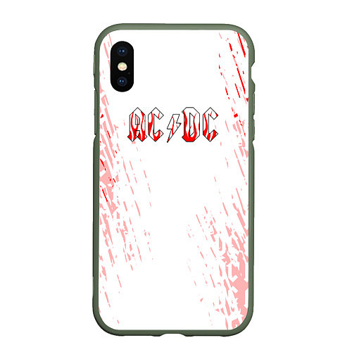 Чехол iPhone XS Max матовый ACDC Паттерн / 3D-Темно-зеленый – фото 1