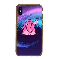 Чехол iPhone XS Max матовый Розовый слоник