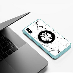 Чехол iPhone XS Max матовый РОССИЙСКАЯ ИМПЕРИЯ - ГЕРБ Потертости, цвет: 3D-мятный — фото 2