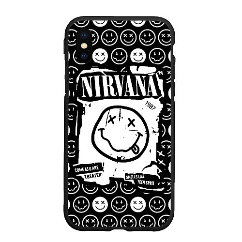 Чехол iPhone XS Max матовый NIRVANA символика / 3D-Черный – фото 1