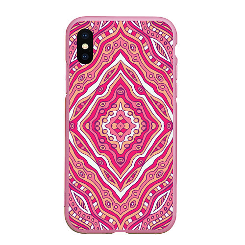 Чехол iPhone XS Max матовый Абстракция Узор розового цвета / 3D-Розовый – фото 1