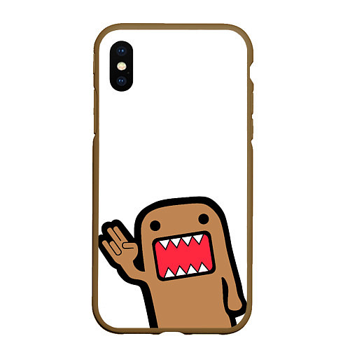 Чехол iPhone XS Max матовый Domo-Kun / 3D-Коричневый – фото 1