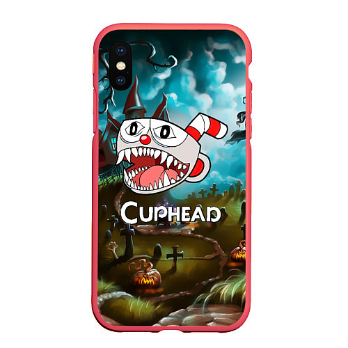 Чехол iPhone XS Max матовый Cuphead Zombie / 3D-Красный – фото 1