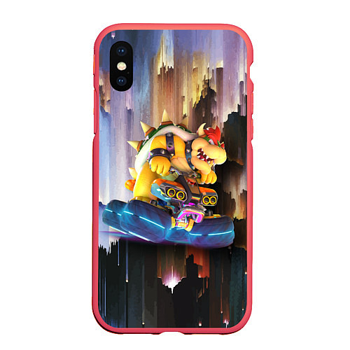 Чехол iPhone XS Max матовый Bowser racer Mario Kart 8 Deluxe / 3D-Красный – фото 1