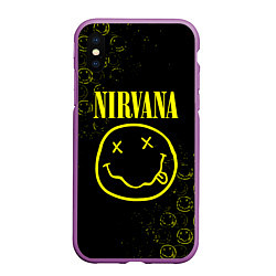 Чехол iPhone XS Max матовый NIRVANA логотипы, цвет: 3D-фиолетовый