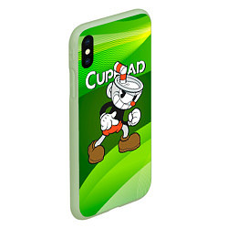 Чехол iPhone XS Max матовый Хитрая чашечка cuphead, цвет: 3D-салатовый — фото 2