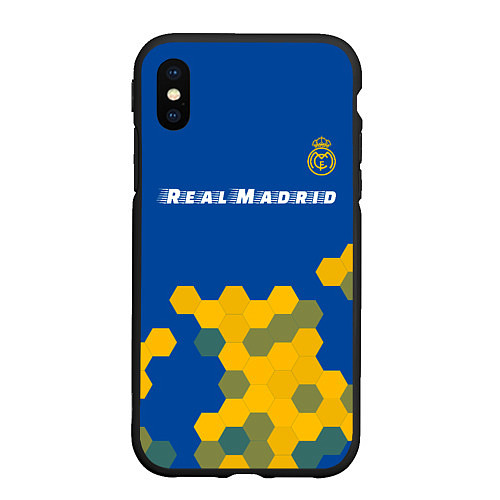 Чехол iPhone XS Max матовый РЕАЛ МАДРИД Real Madrid Графика / 3D-Черный – фото 1