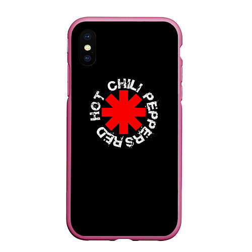 Чехол iPhone XS Max матовый Red Hot Chili Peppers Rough Logo / 3D-Малиновый – фото 1