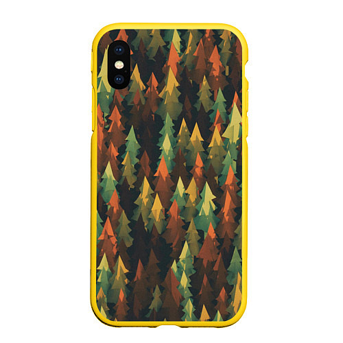 Чехол iPhone XS Max матовый Spruce forest / 3D-Желтый – фото 1