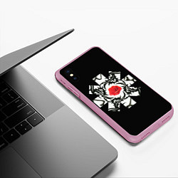 Чехол iPhone XS Max матовый RHCP Logo Red Rose, цвет: 3D-розовый — фото 2