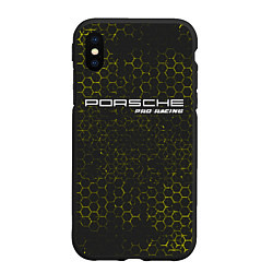 Чехол iPhone XS Max матовый PORSCHE Pro Racing Соты, цвет: 3D-черный