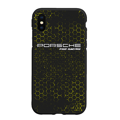 Чехол iPhone XS Max матовый PORSCHE Pro Racing Соты / 3D-Черный – фото 1