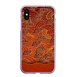 Чехол iPhone XS Max матовый Япония Волны, цвет: 3D-светло-сиреневый