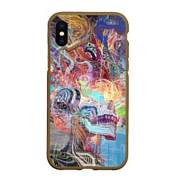 Чехол iPhone XS Max матовый Cyber skull Vanguard pattern, цвет: 3D-коричневый