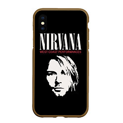 Чехол iPhone XS Max матовый NIRVANA Kurt Cobain, цвет: 3D-коричневый