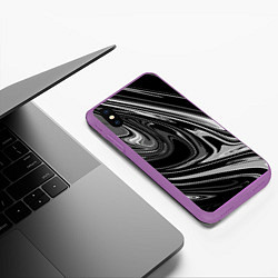 Чехол iPhone XS Max матовый Черно-белый мрамор, цвет: 3D-фиолетовый — фото 2