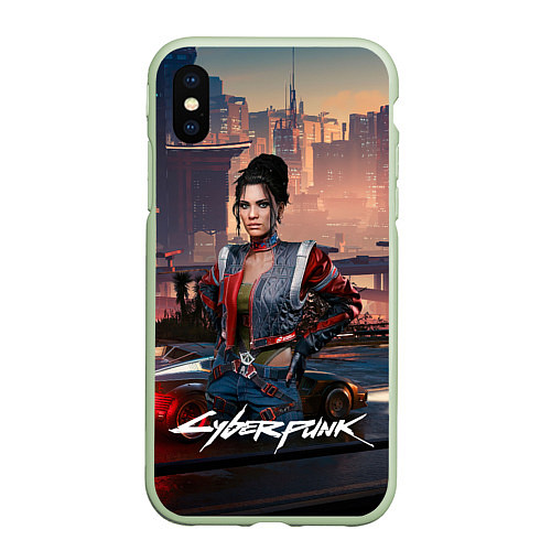 Чехол iPhone XS Max матовый Panam Cyberpunk2077 / 3D-Салатовый – фото 1