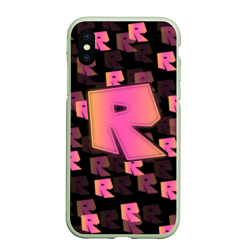 Чехол iPhone XS Max матовый ROBLOX ЛОГО / 3D-Салатовый – фото 1