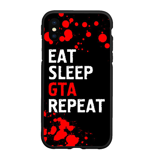 Чехол iPhone XS Max матовый Eat Sleep GTA Repeat - Брызги / 3D-Черный – фото 1