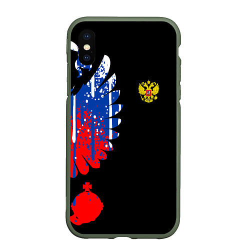 Чехол iPhone XS Max матовый Герб russia / 3D-Темно-зеленый – фото 1