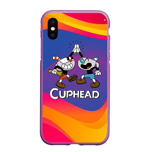 Чехол iPhone XS Max матовый Веселые чашечки - Cuphead / 3D-Фиолетовый – фото 1