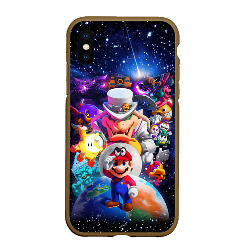 Чехол iPhone XS Max матовый Super Mario Odyssey Space Video game / 3D-Коричневый – фото 1