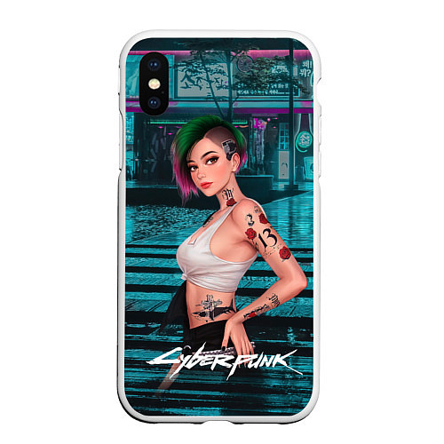 Чехол iPhone XS Max матовый Judy Cyberpunk2077 art / 3D-Белый – фото 1