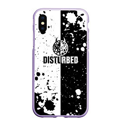 Чехол iPhone XS Max матовый Disturbed черное белое, цвет: 3D-светло-сиреневый