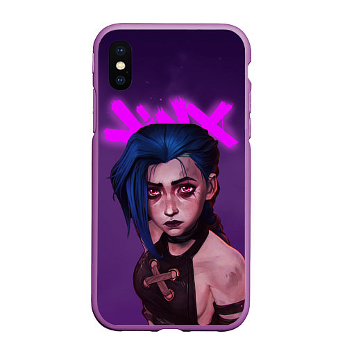 Чехол iPhone XS Max матовый ARCANE League Of Legends JINX / 3D-Фиолетовый – фото 1