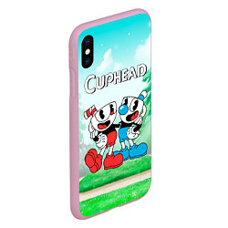 Чехол iPhone XS Max матовый Cuphead Красная и синяя чашечка, цвет: 3D-розовый — фото 2