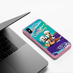 Чехол iPhone XS Max матовый Cuphead чашечка кофе, цвет: 3D-малиновый — фото 2