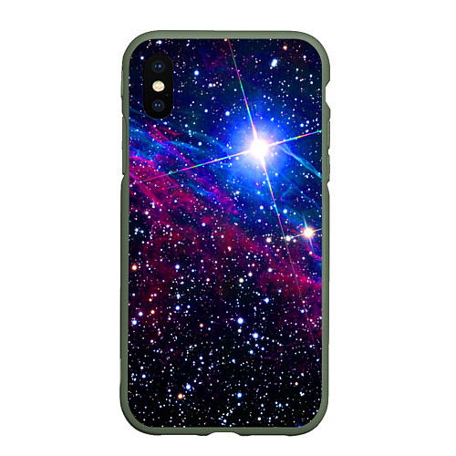 Чехол iPhone XS Max матовый Открытый космос Star Neon / 3D-Темно-зеленый – фото 1