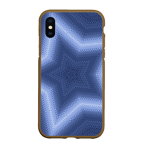 Чехол iPhone XS Max матовый Синий звездный современный узор / 3D-Коричневый – фото 1