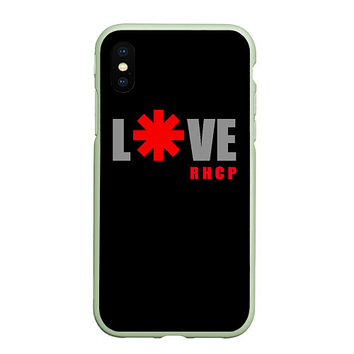 Чехол iPhone XS Max матовый Love RHCP Red Hot Chili Peppers / 3D-Салатовый – фото 1