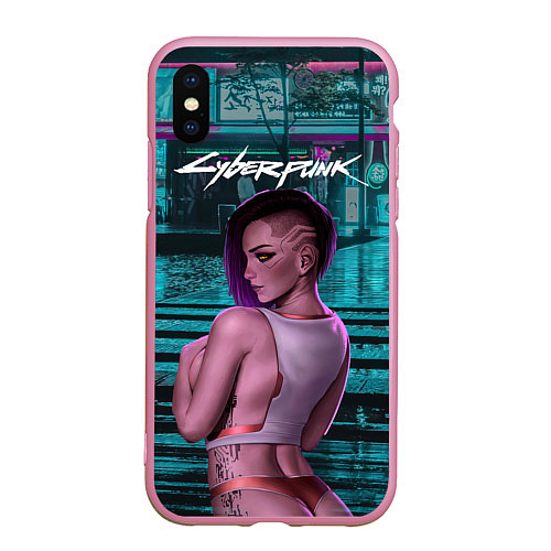 Чехол iPhone XS Max матовый Cyberpunk2077 18 Vi / 3D-Розовый – фото 1